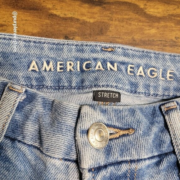 American Eagle Curvy Mom Jeans 4 R High Rise Stretch Medium Light Wash Denim - Picture 4 of 13
